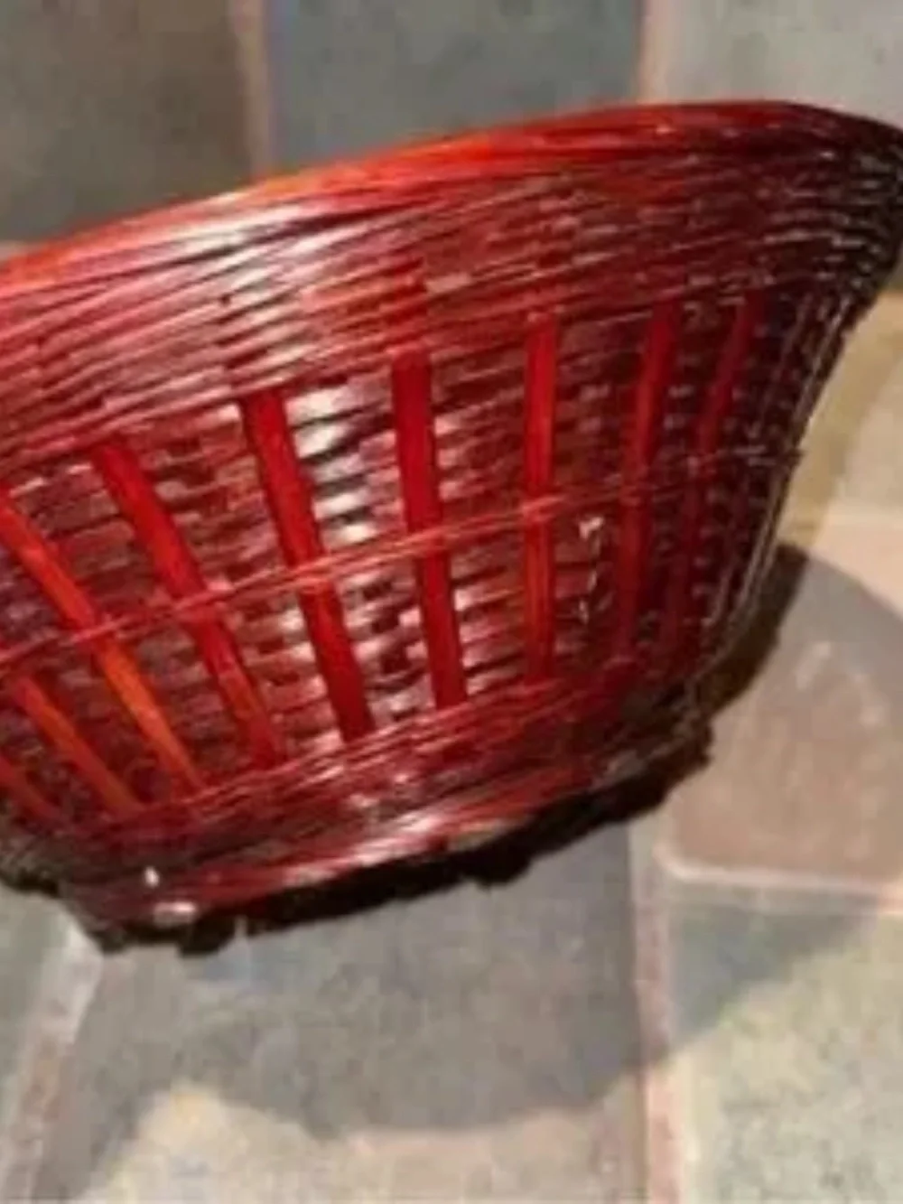 Vintage Cottage Core Boho Red Wicker Basket